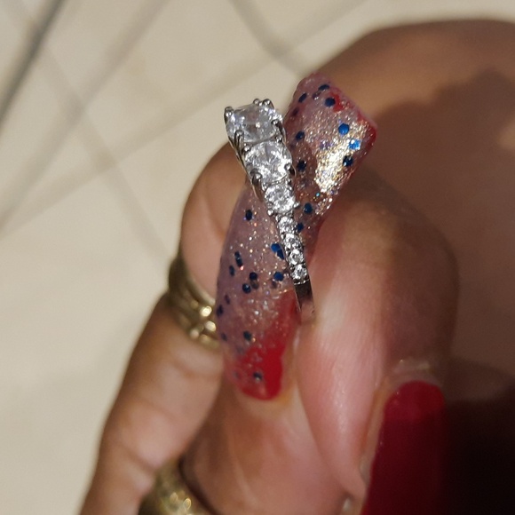 GENUINE SOLID STERLING SILVER ANNIVERSARY WEDDING BAND RING SIZE 6 DIAMONELLE CZ - Picture 6 of 7